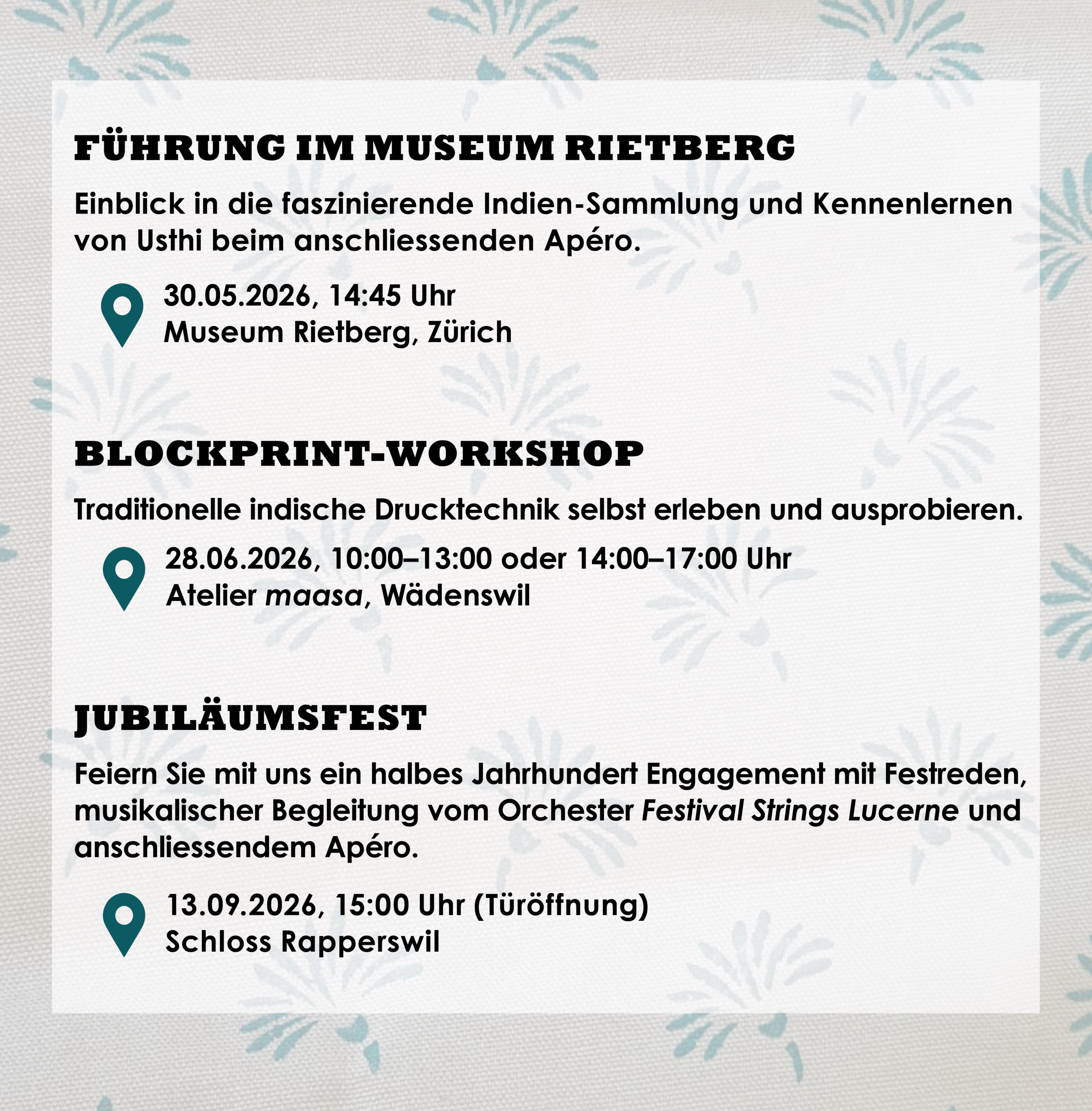 Jubiläumsprogramm Veranstaltungen